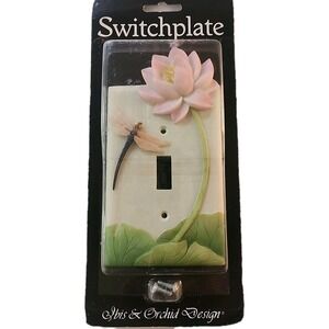 Dragonfly and Waterlily Single Switch plate Cover By Ibis and Orchid Design NEW